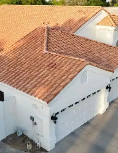aerial shot of exterior residential paint job