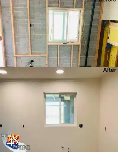 before and after drywall and painting